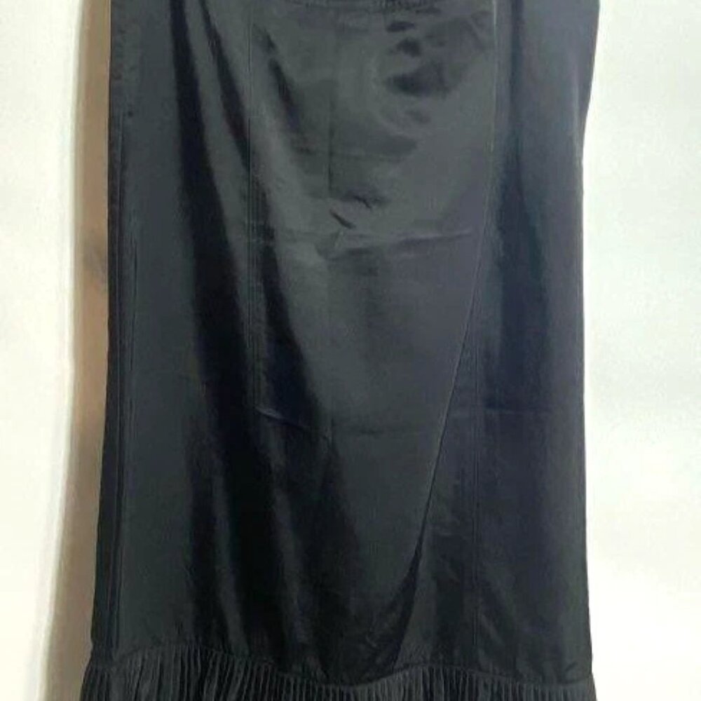 Tempo Paris Black Side Zip Pleated Hem Casual Maxi Skirt Sz M